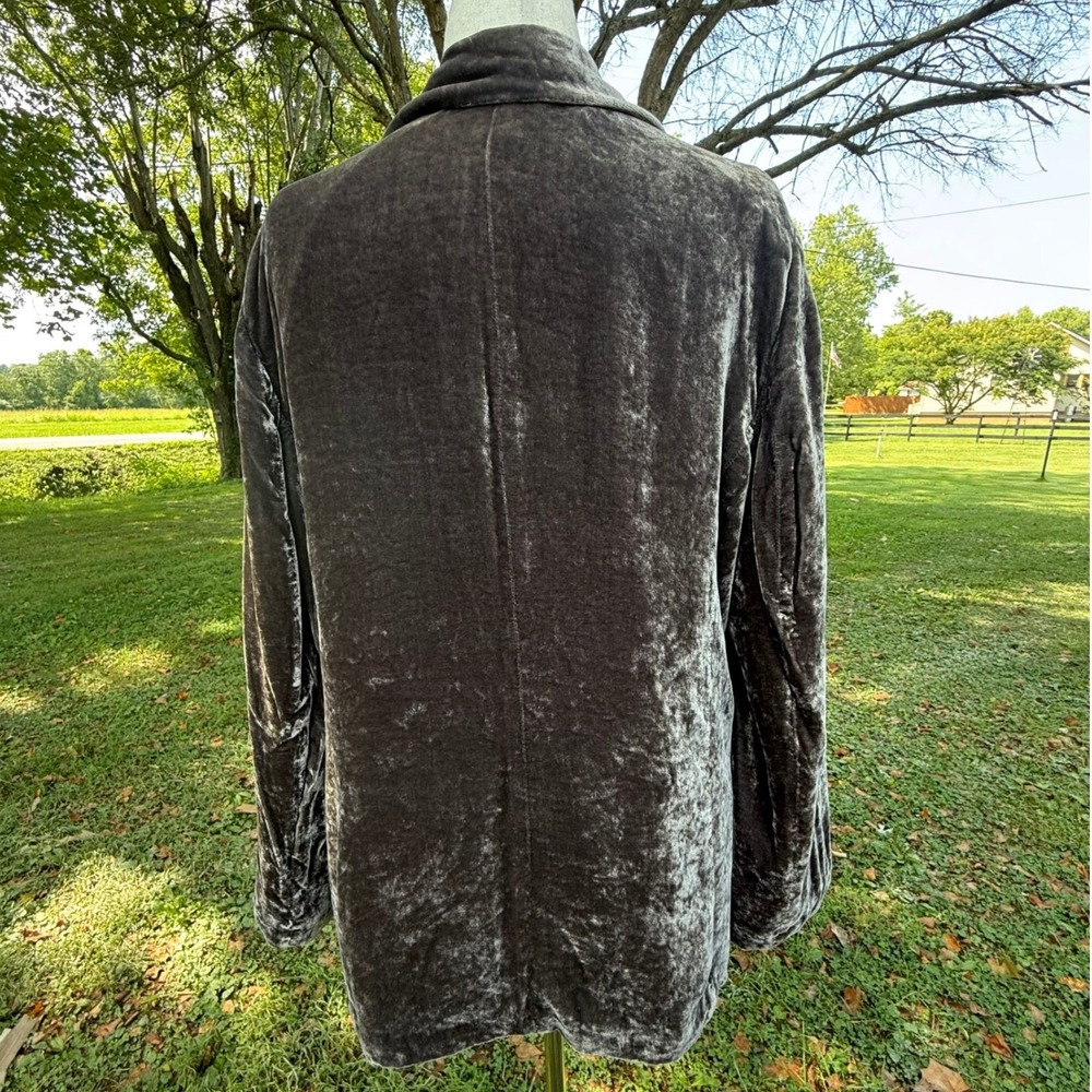 J. Jill Womens XL Charcoal Grey Silk Blend Velvet Single Button Blazer Jacket - Picture 2 of 9